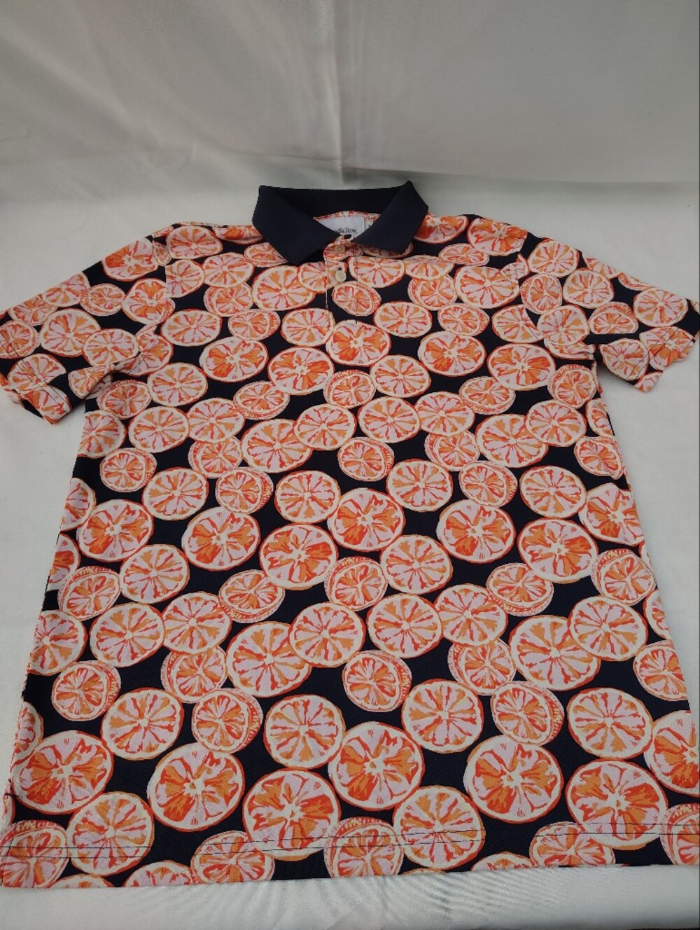 Goodfellow & Co Navy Button-Down Shirt with Orange Citrus Print